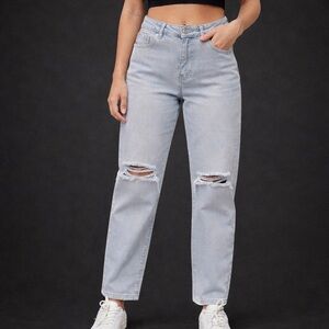 SHEIN Distressed Light Wash Jeans